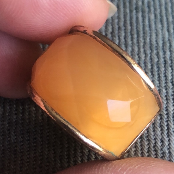 Vintage peach faceted stone ring - Picture 2 of 6